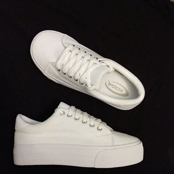 Soda | Shoes | New Soda Order White Canvas Platform Sneakers | Poshmark